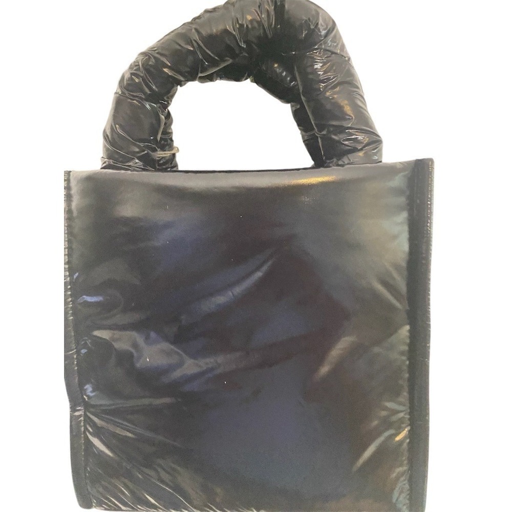 A New Day Satchel Crossbody Bag Womens Medium Black Puffer Midi Gold